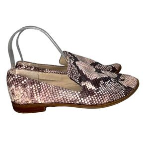 Crown Vintage Size 6.5 Faux Leather Snakeskin Print Loafers Shoes Flats